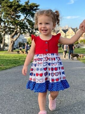 Eleanor rose red and blue sunglasses girls dress size 2 GUC